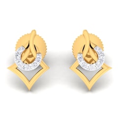 18K Gold Earring and 0.13 carat Diamonds