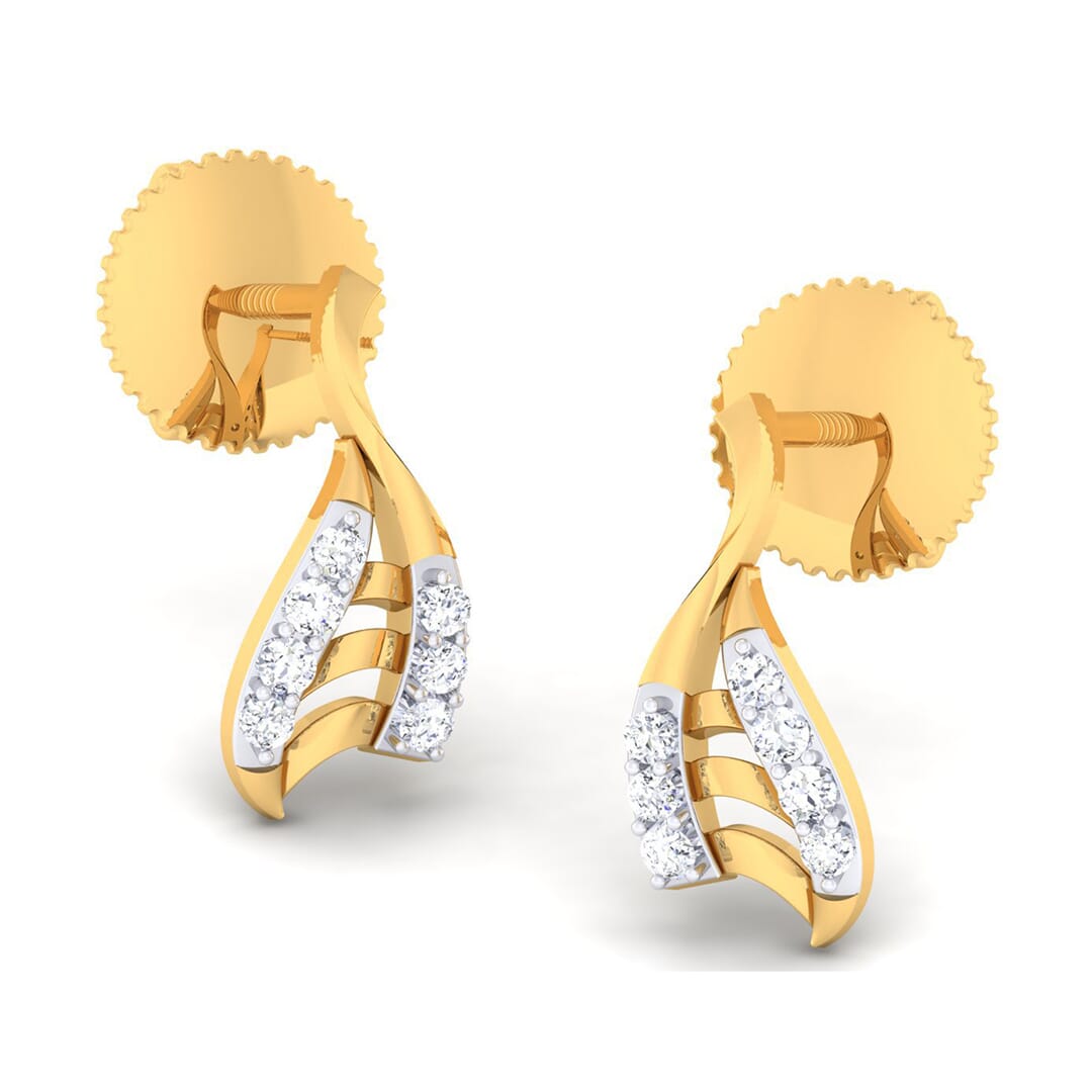 18K Gold Earring and 0.12 carat Diamonds