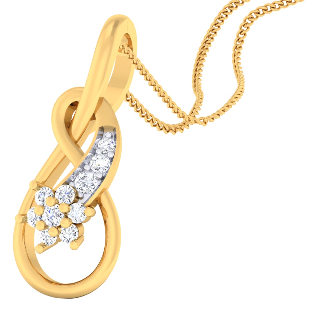18K Gold Pendant and 0.13 carat Diamonds