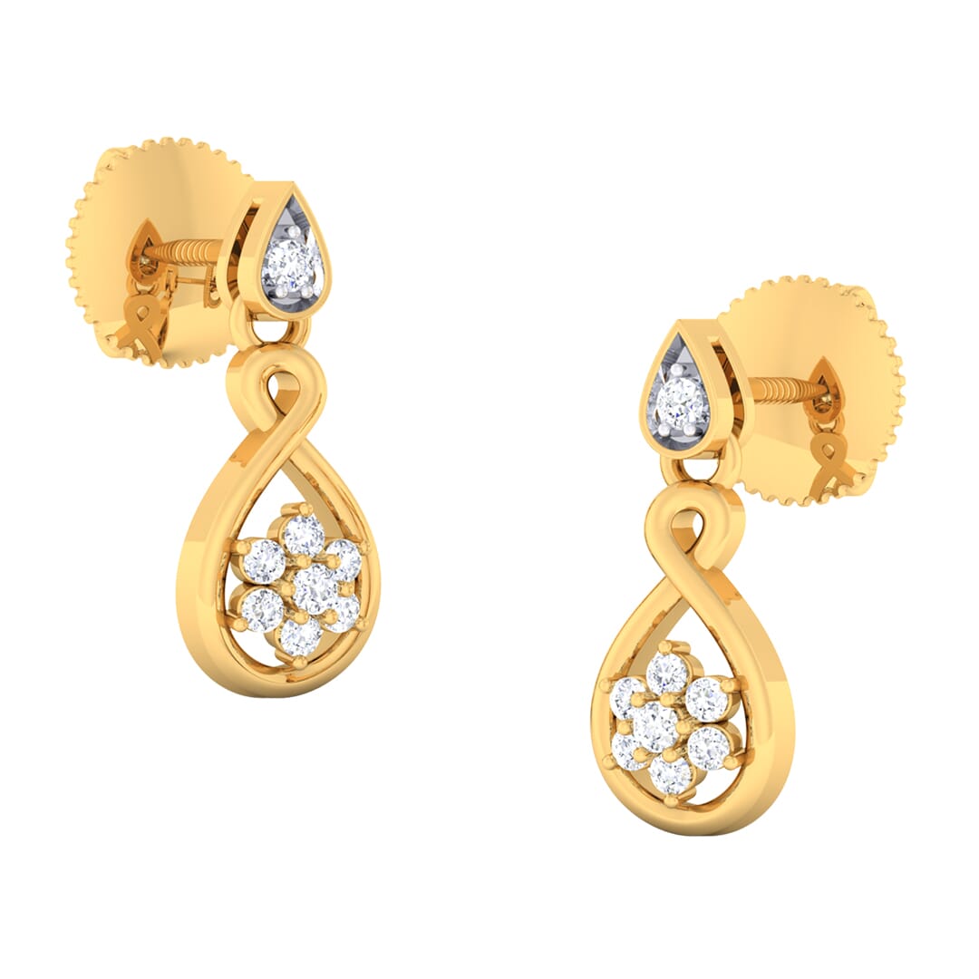 18K Gold Earring and 0.22 carat Diamonds