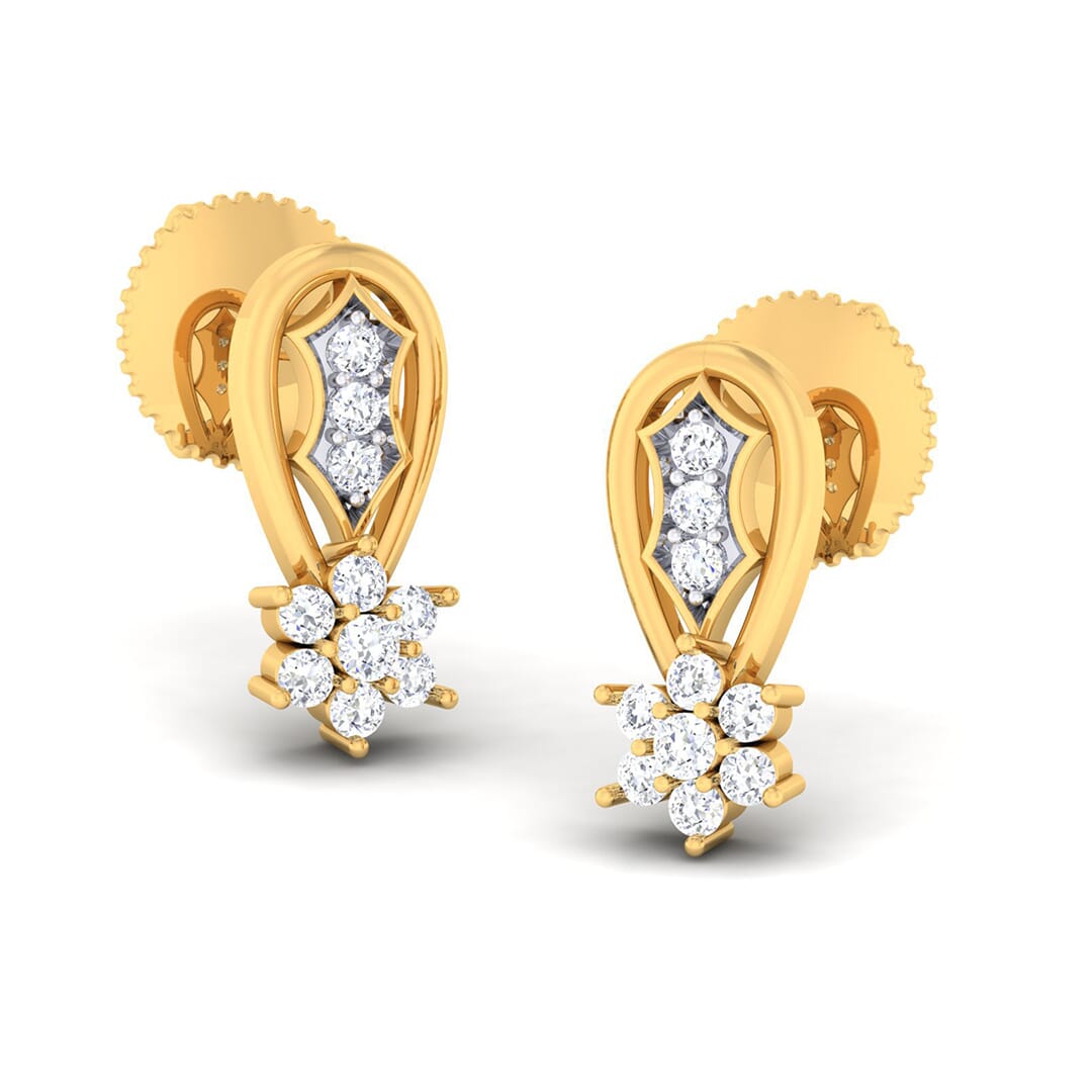 18K Gold Earring and 0.24 carat Diamonds