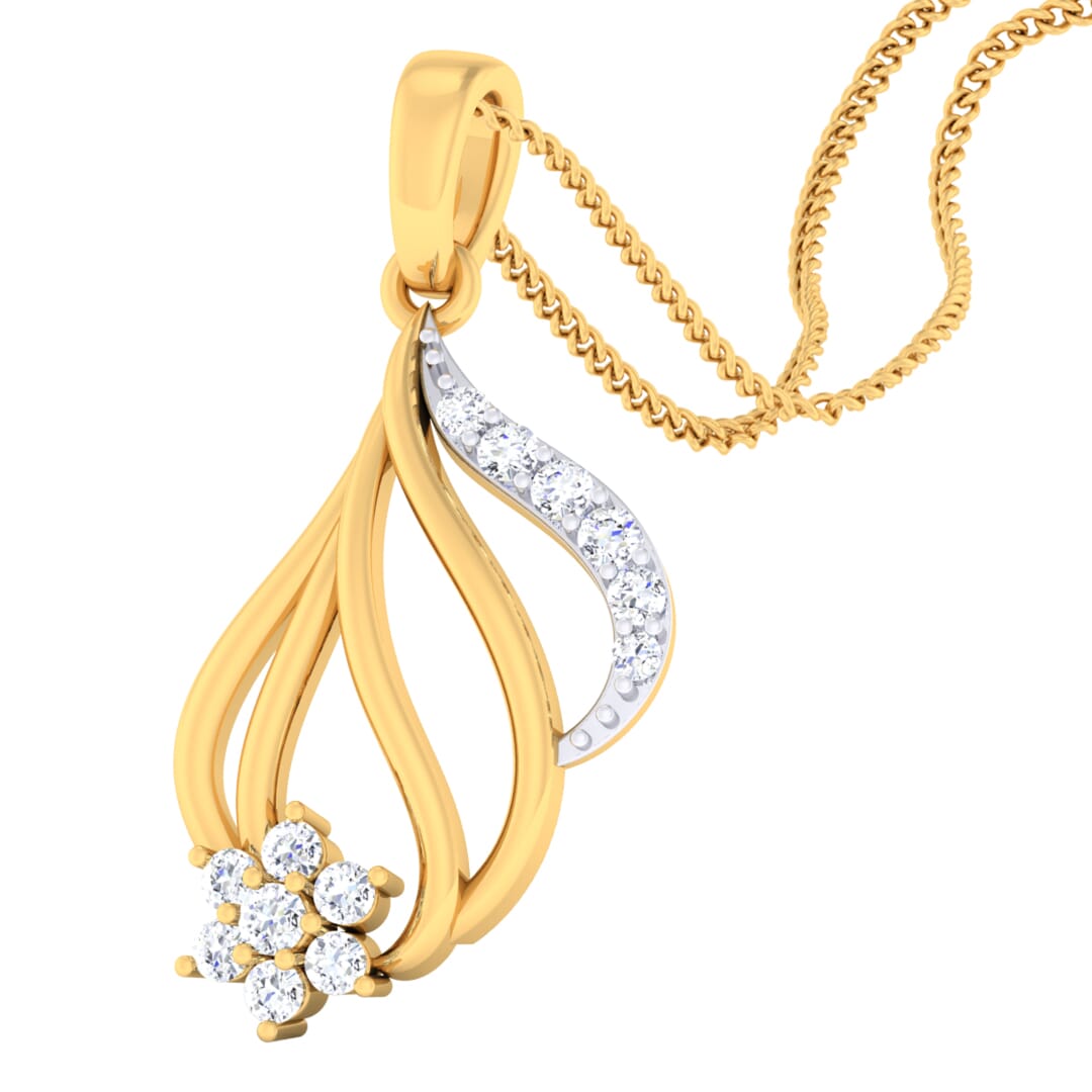 18K Gold Pendant and 0.18 carat Diamonds