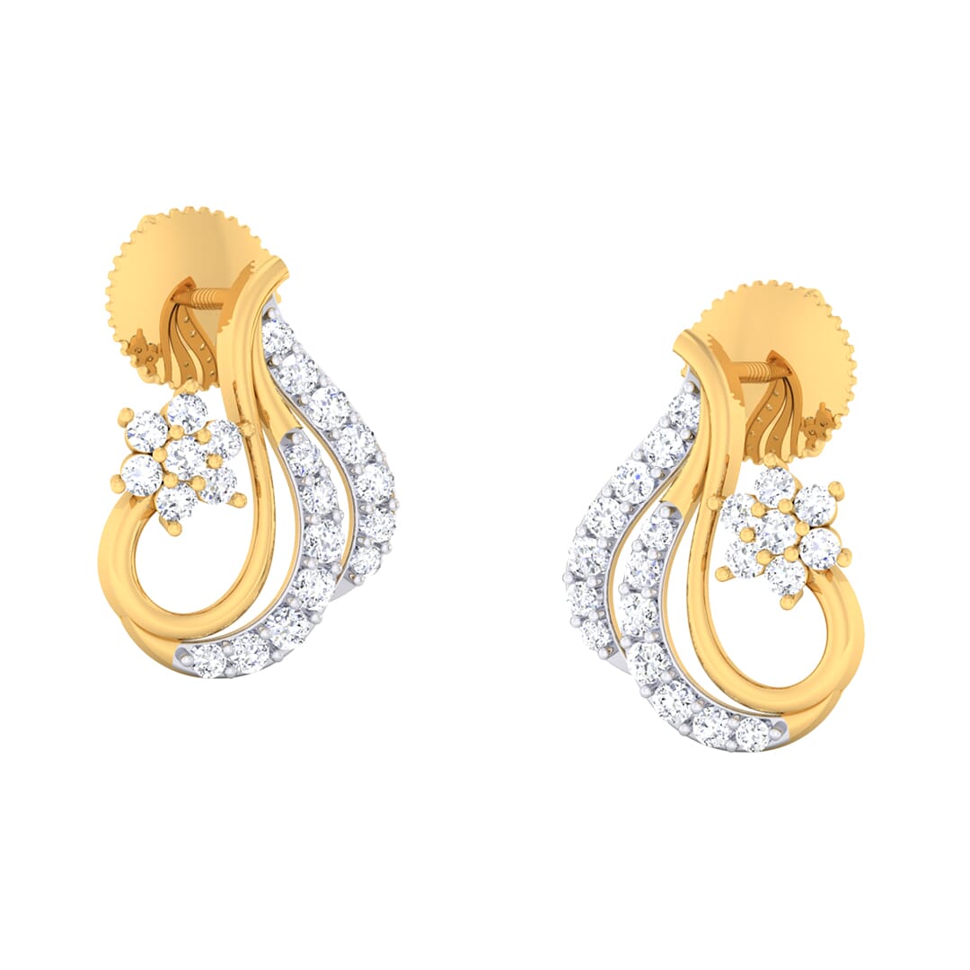 18K Gold Earring and 0.67 carat Diamonds