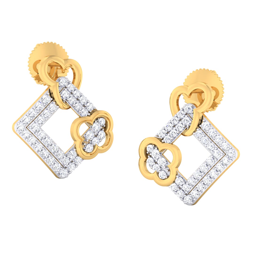 18K Gold Earring and 0.74 carat Diamonds