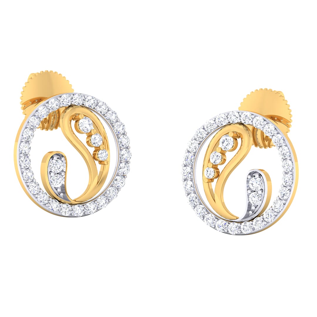 18K Gold Earring and 0.79 carat Diamonds