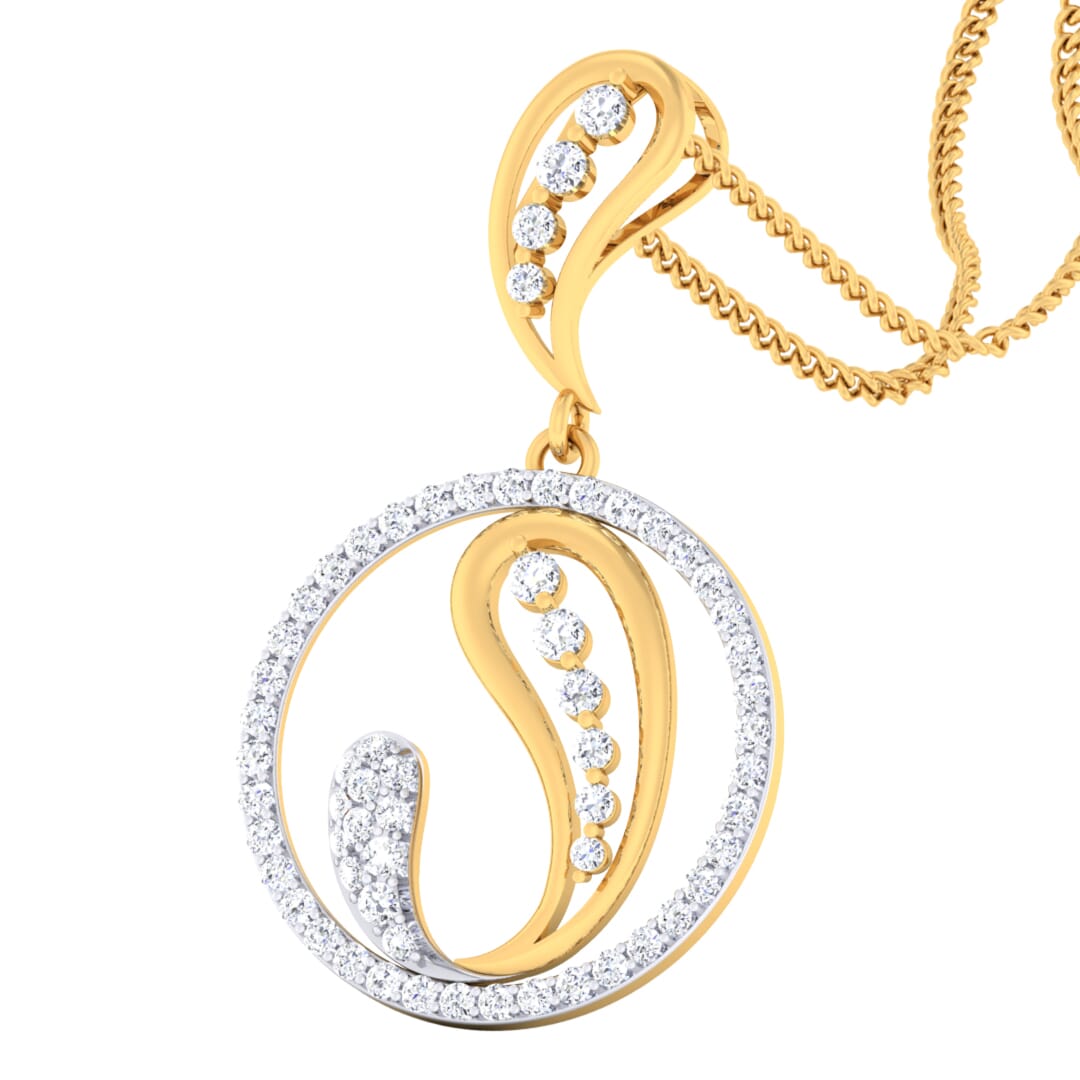 18K Gold Pendant and 0.87 carat Diamonds