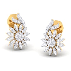 18K Gold Earring and 0.76 carat Diamonds