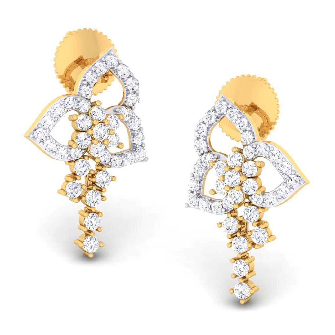 18K Gold Earring and 1.00 carat Diamonds