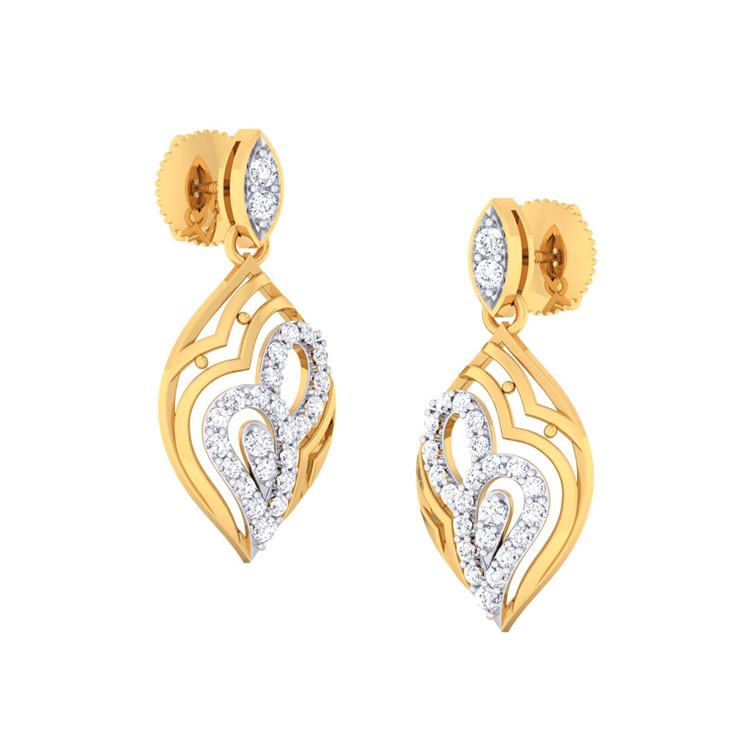 18K Gold Earring and 0.59 carat Diamonds