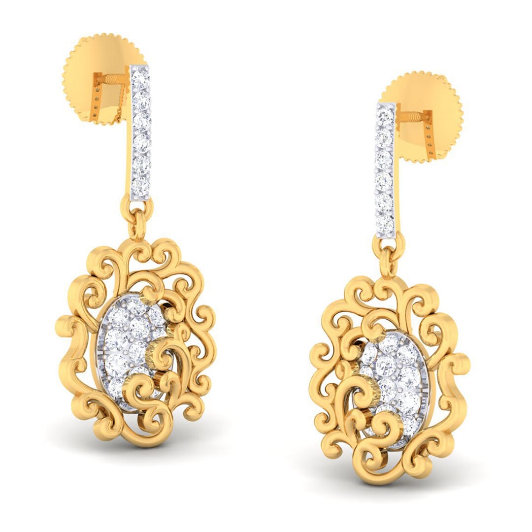 18K Gold Earring and 0.61 carat Diamonds