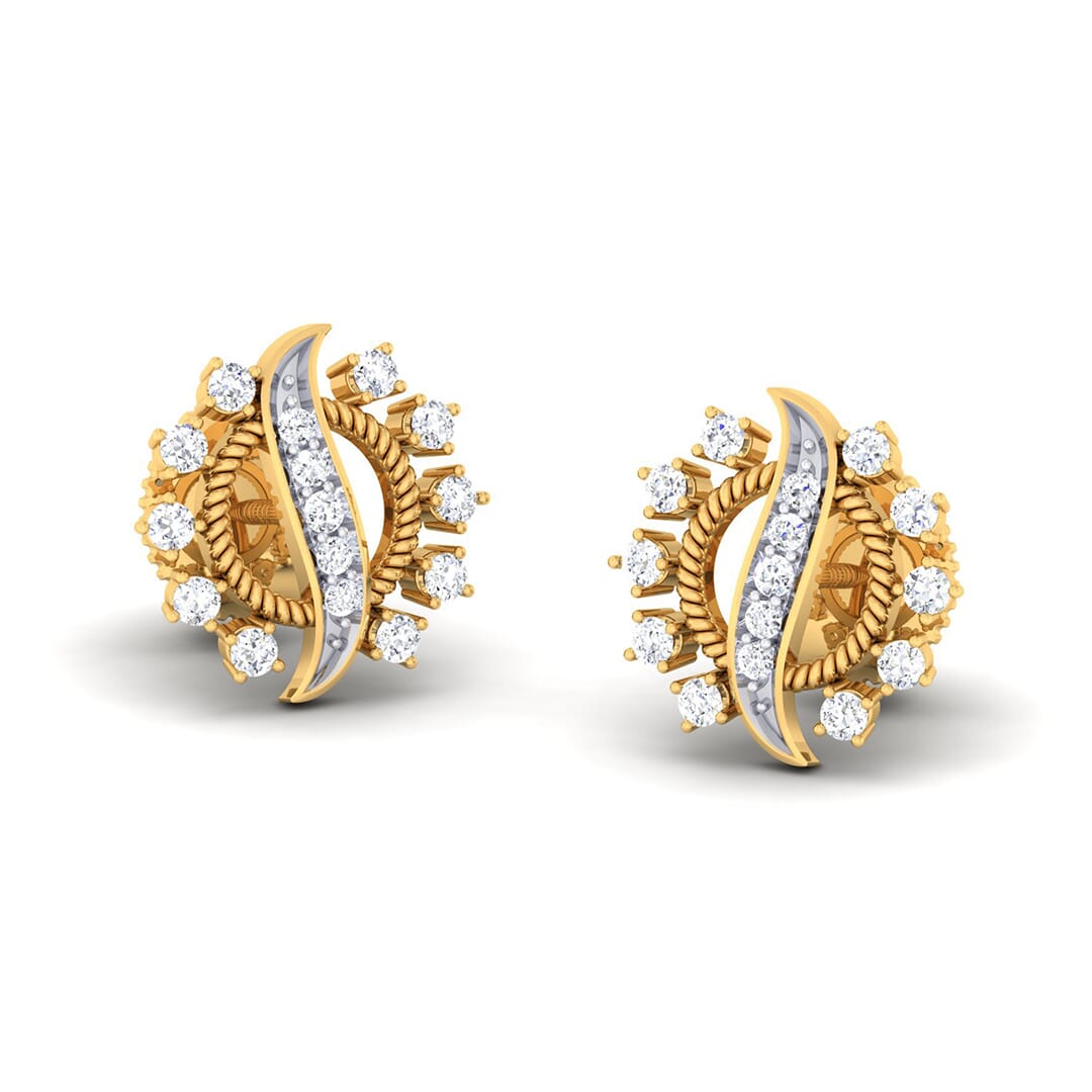 18K Gold Earring and 0.38 carat Diamonds
