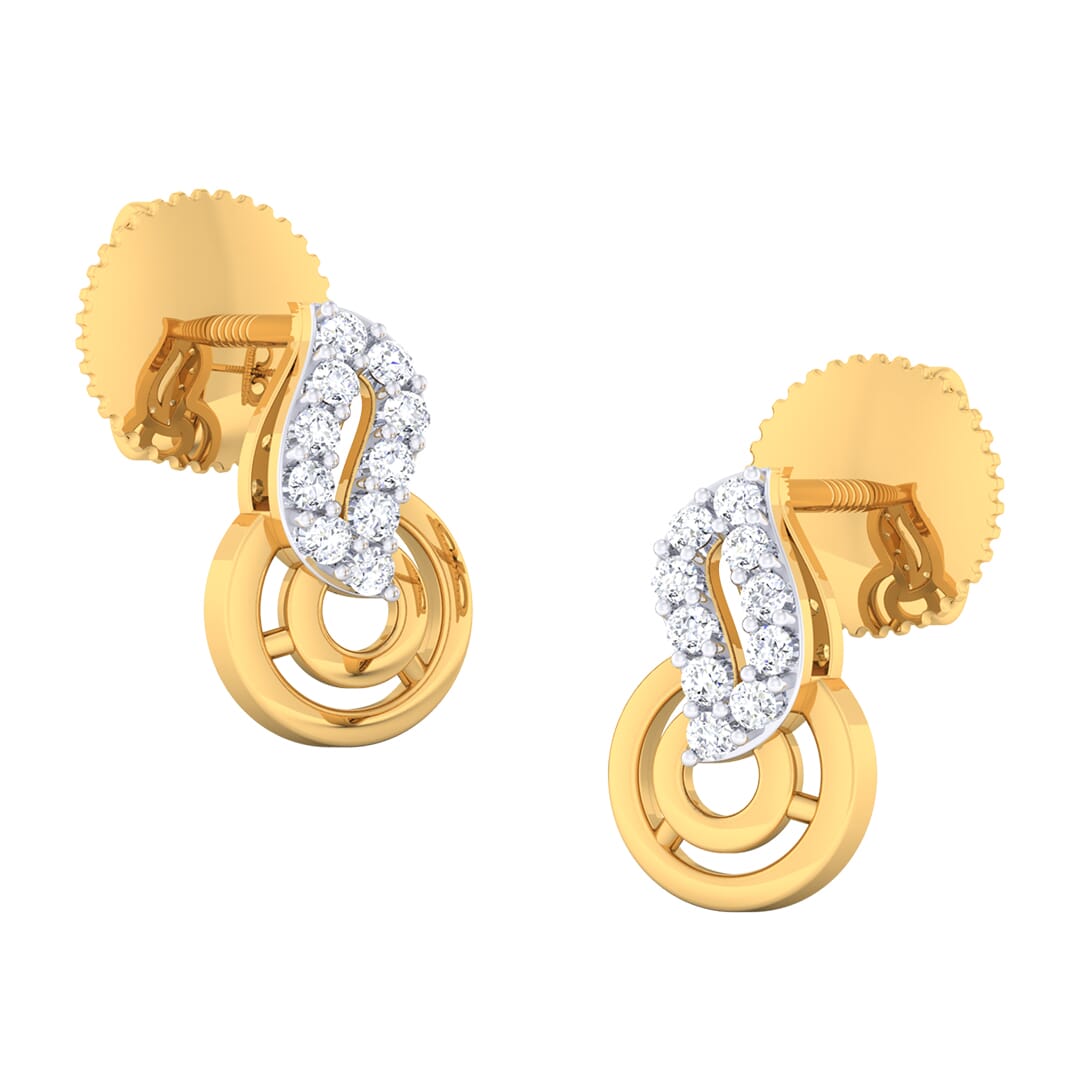 18K Gold Earring and 0.16 carat Diamonds