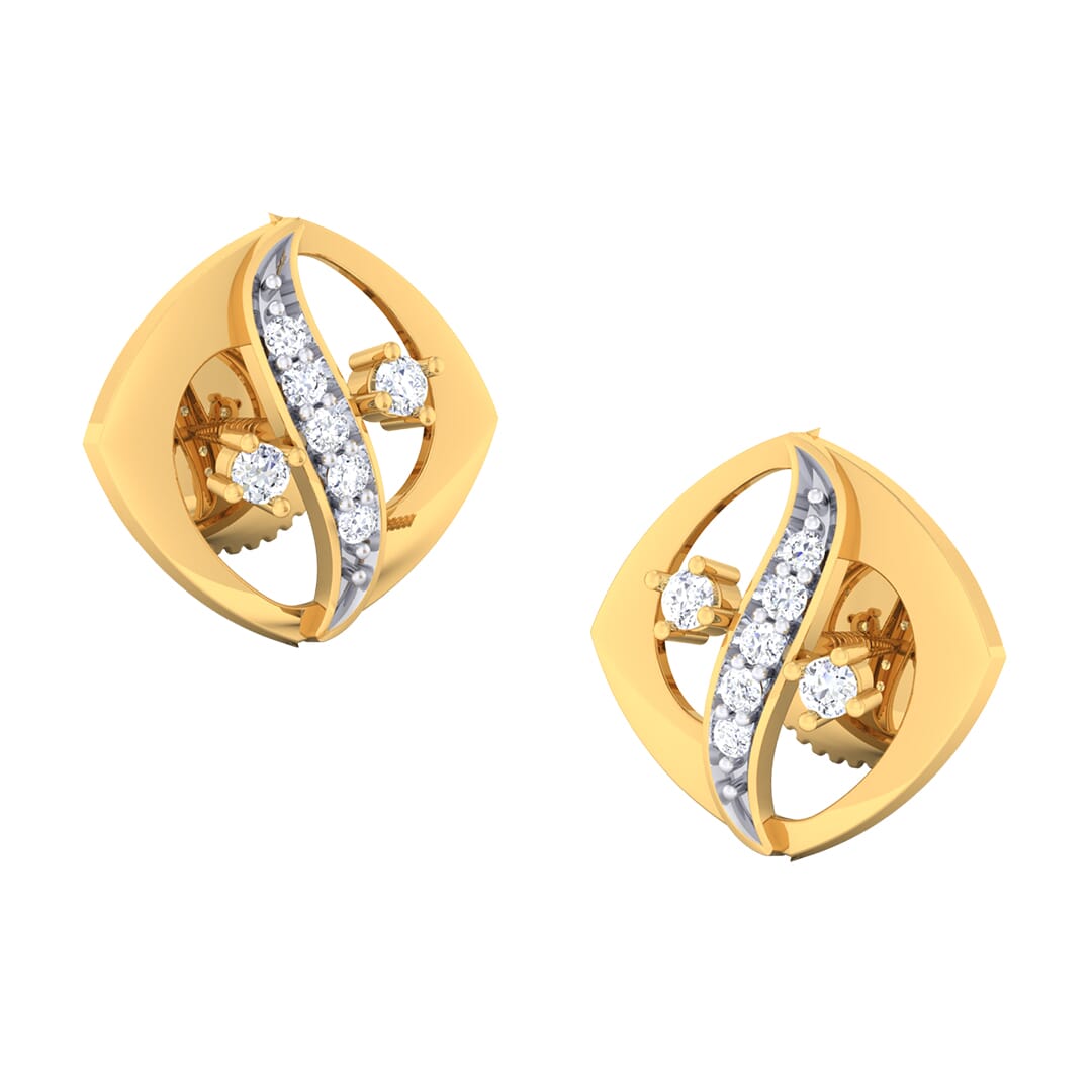 18K Gold Earring and 0.17 carat Diamonds