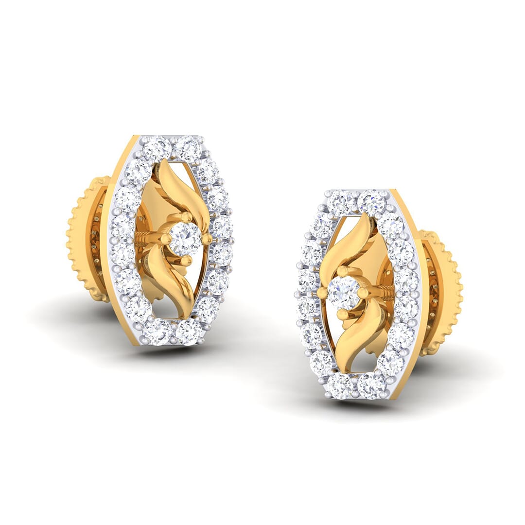 18K Gold Earring and 0.37 carat Diamonds