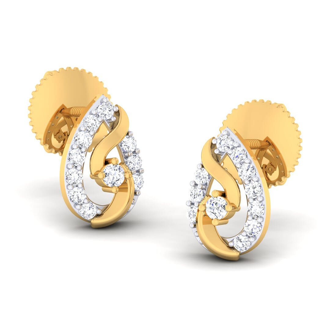 18K Gold Earring and 0.24 carat Diamonds