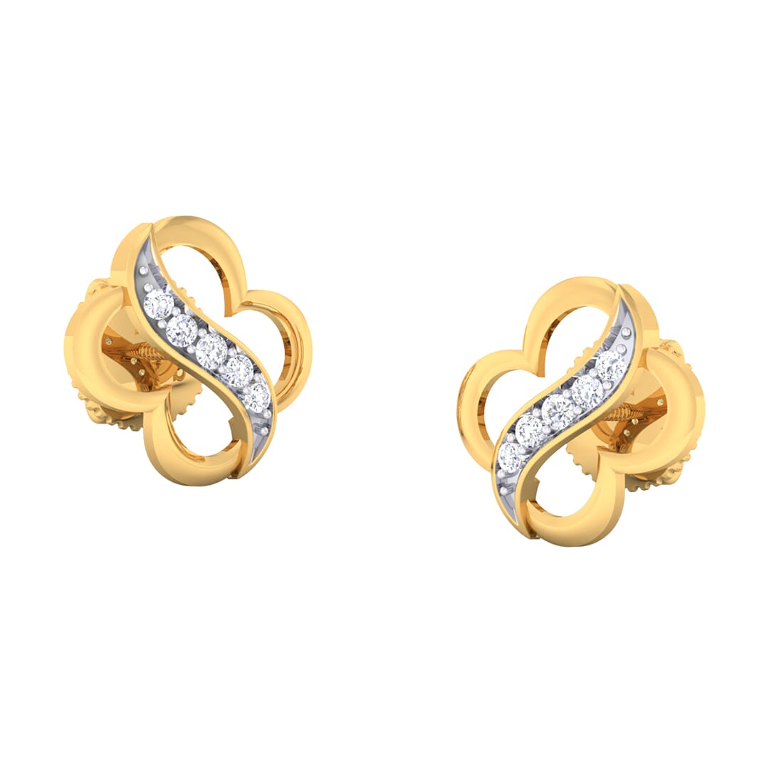 18K Gold Earring and 0.13 carat Diamonds