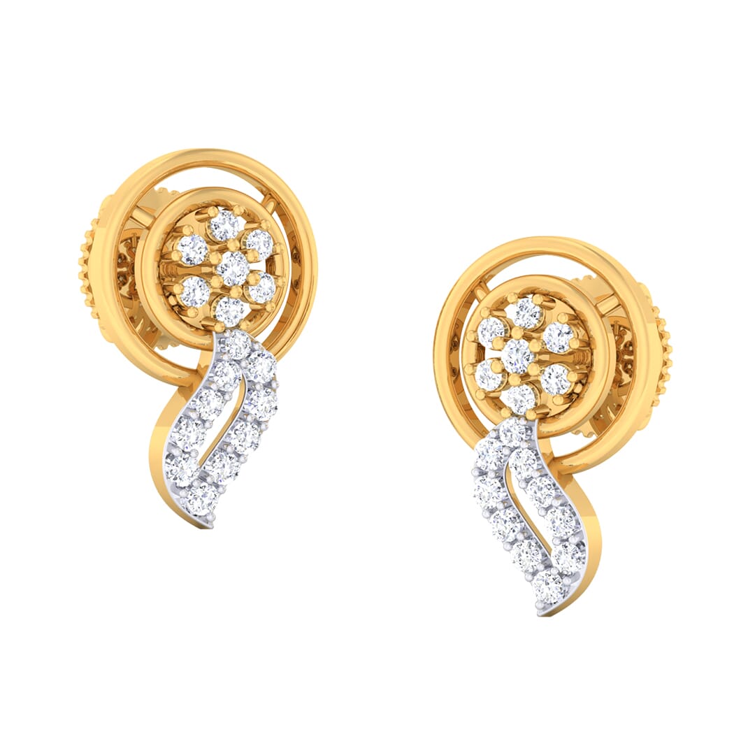 18K Gold Earring and 0.38 carat Diamonds