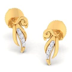 18K Gold Earring and 0.08 carat Diamonds