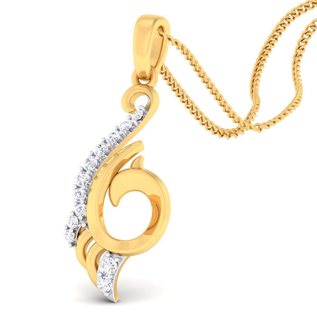 18K Gold Pendant and 0.13 carat Diamonds