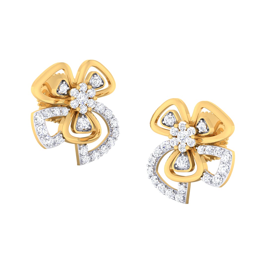 18K Gold Earring and 0.58 carat Diamonds