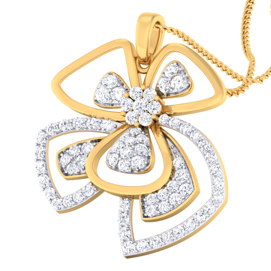 18K Gold Pendant and 0.92 carat Diamonds