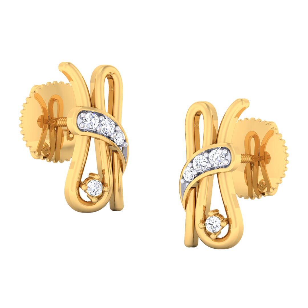 18K Gold Earring and 0.09 carat Diamonds