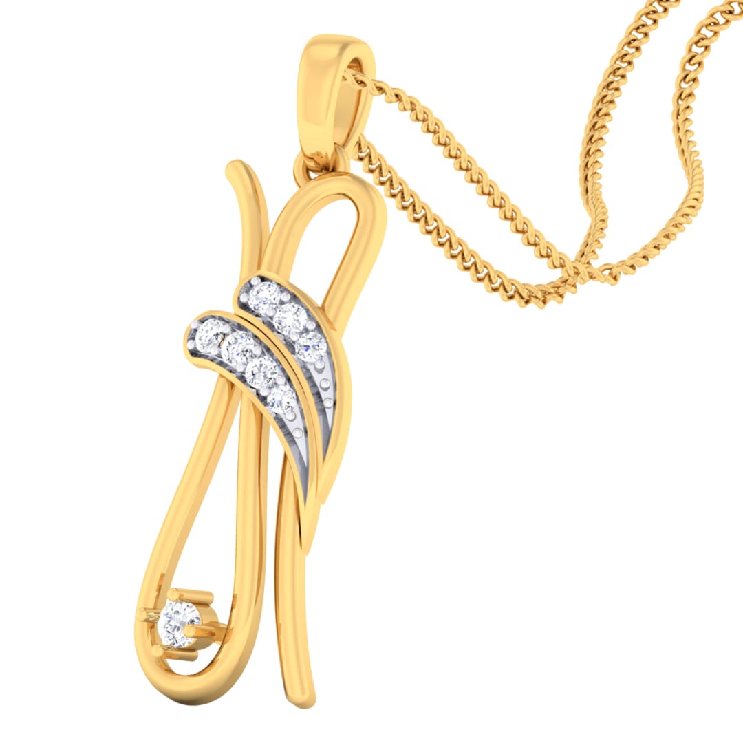 18K Gold Pendant and 0.12 carat Diamonds