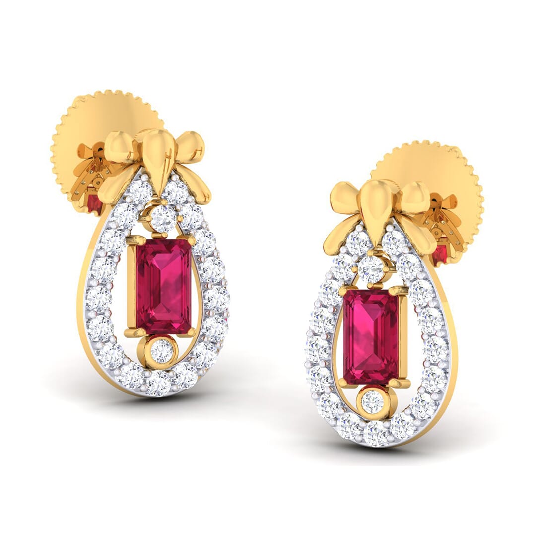 18K Gold Earring and 0.45 carat Diamonds