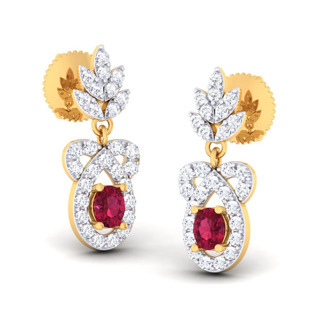 18K Gold Earring and 0.67 carat Diamonds