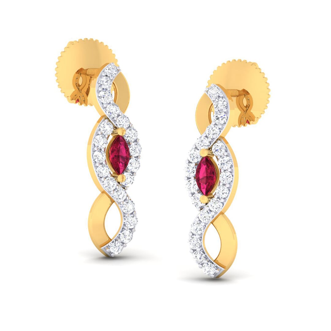 18K Gold Earring and 0.45 carat Diamonds