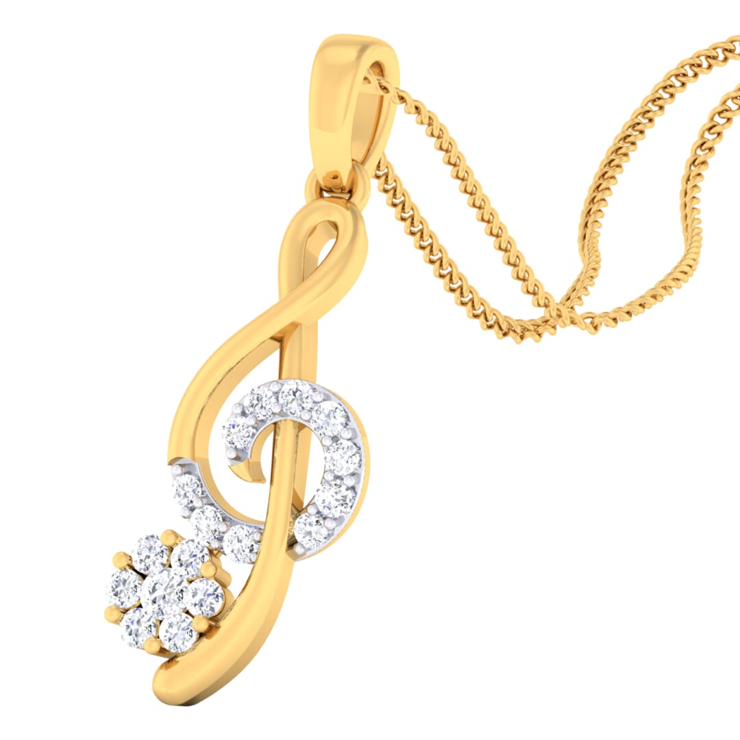 18K Gold Pendant and 0.19 carat Diamonds