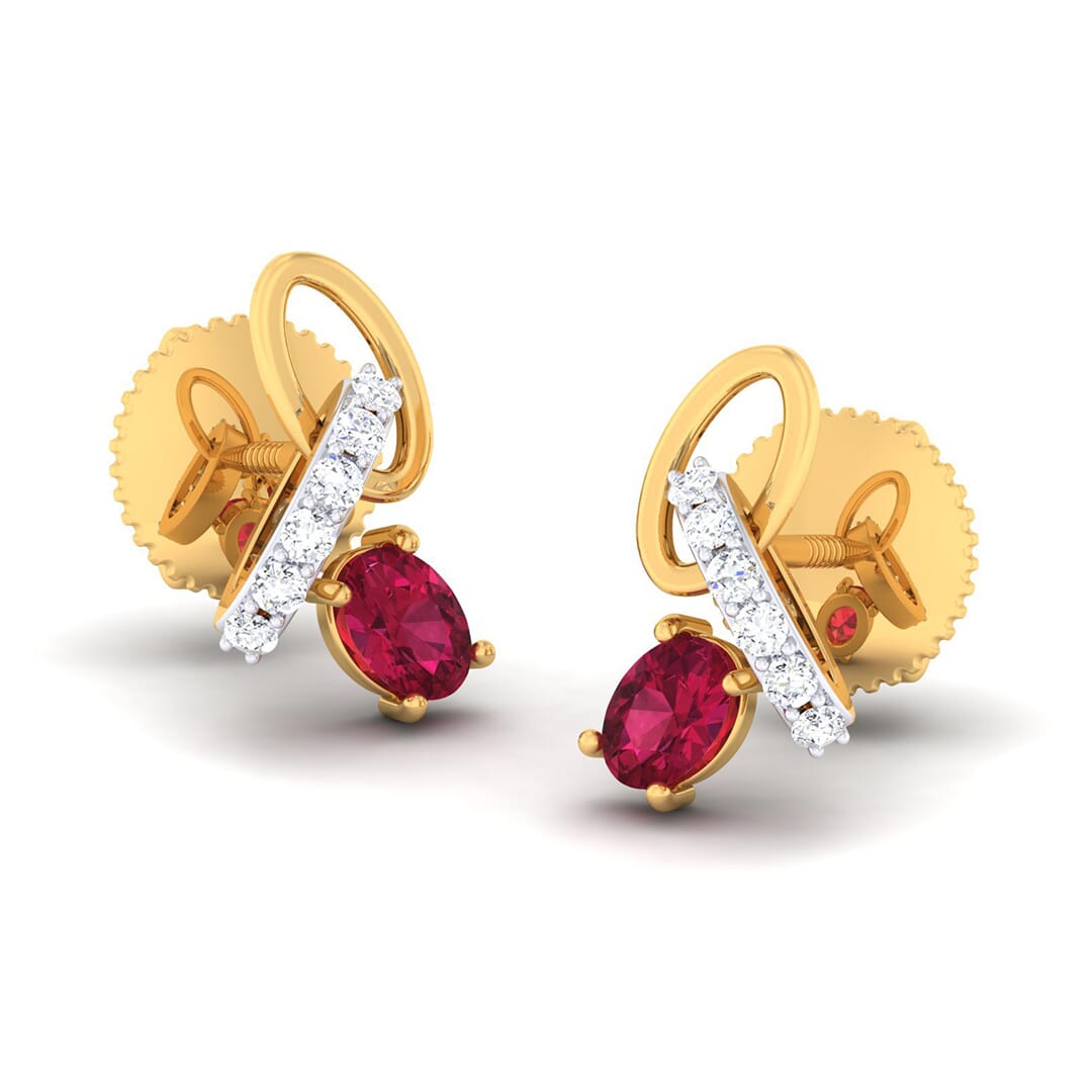 18K Gold Earring and 0.12 carat Diamonds