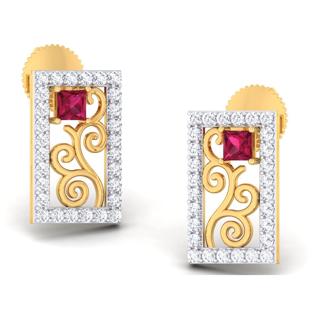 18K Gold Earring and 0.68 carat Diamonds