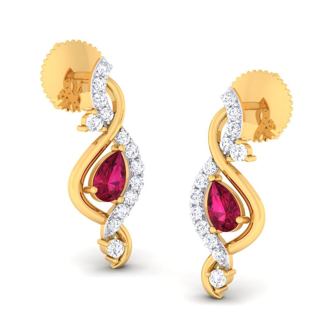 18K Gold Earring and 0.33 carat Diamonds