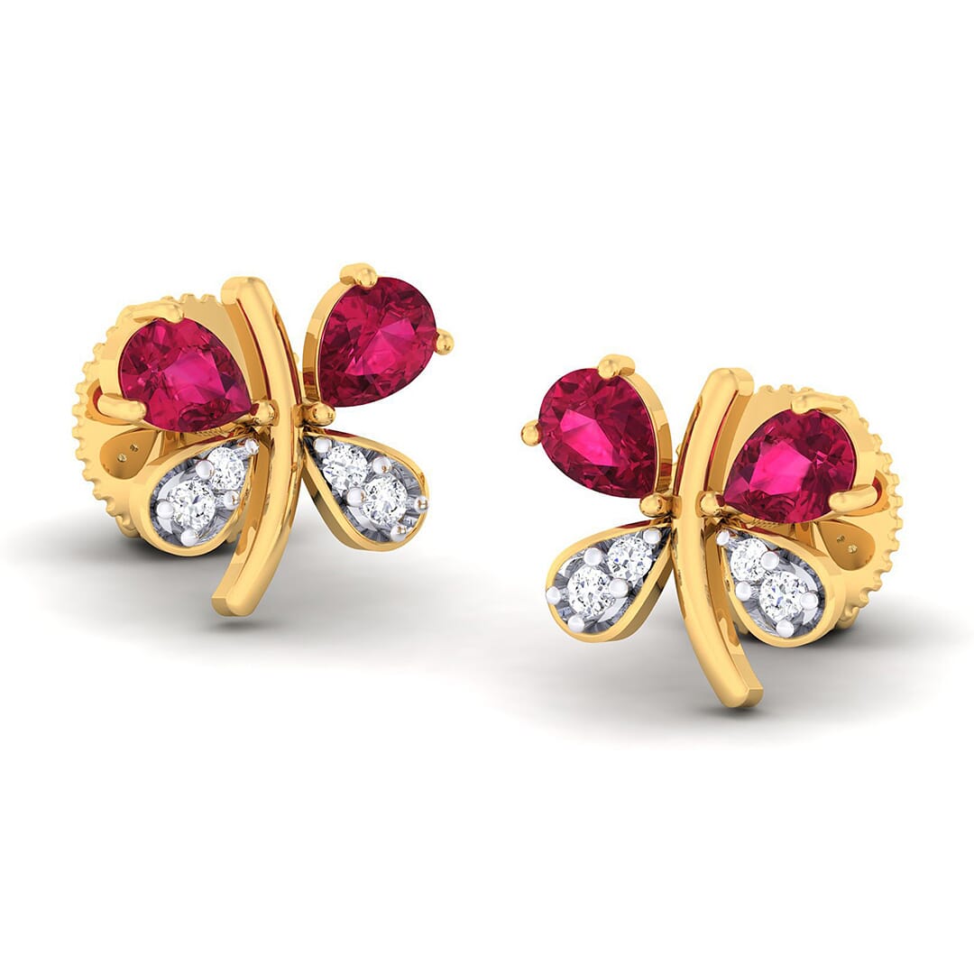 18K Gold Earring and 0.07 carat Diamonds