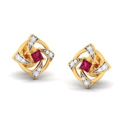 18K Gold Earring and 0.18 carat Diamonds