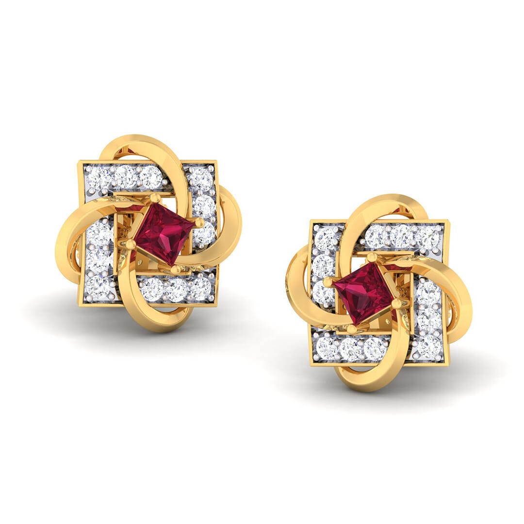 18K Gold Earring and 0.36 carat Diamonds