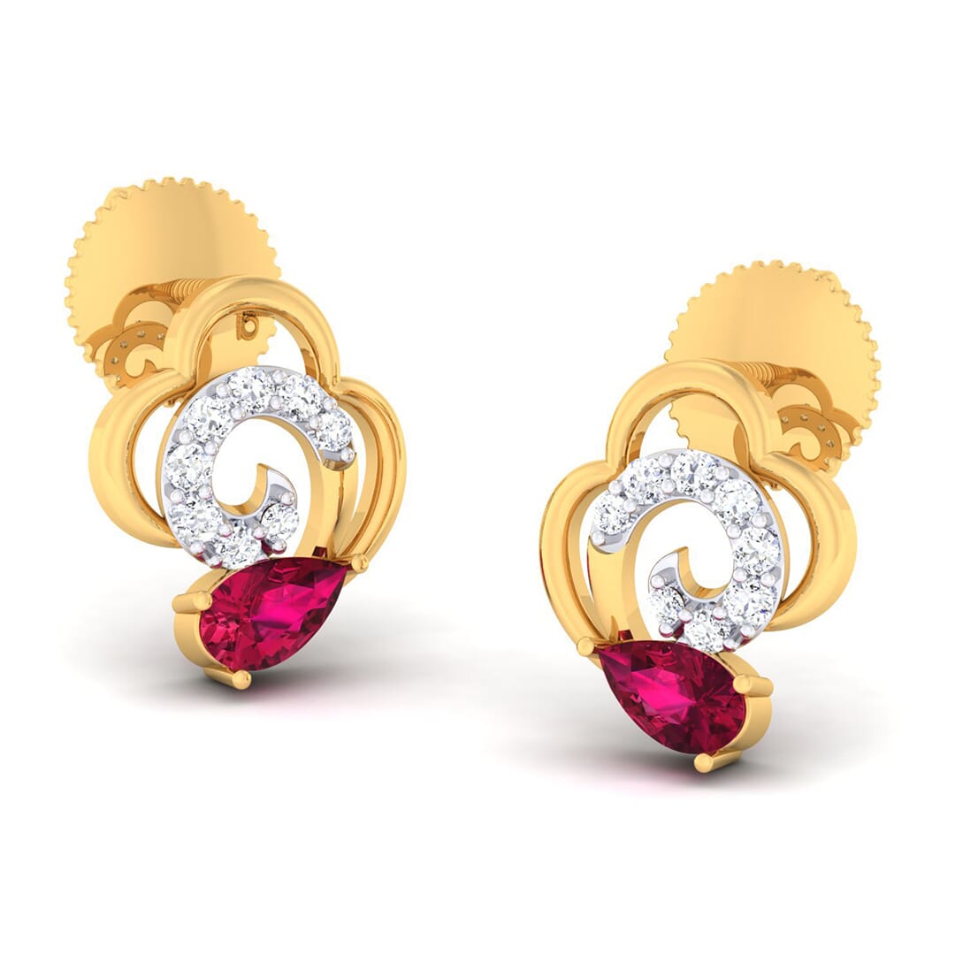18K Gold Earring and 0.18 carat Diamonds