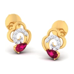18K Gold Earring and 0.18 carat Diamonds