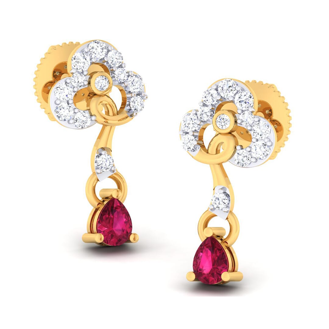 18K Gold Earring and 0.27 carat Diamonds