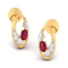 18K Gold Earring and 0.14 carat Diamonds