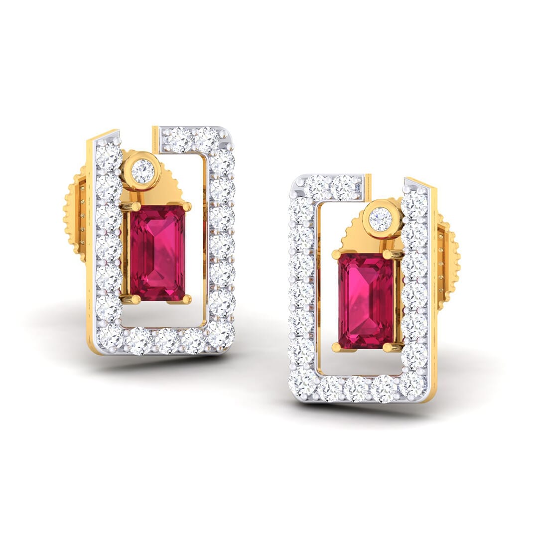 18K Gold Earring and 0.45 carat Diamonds