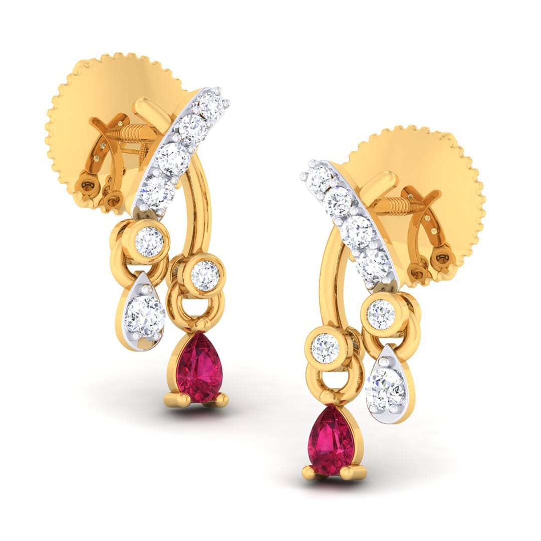 18K Gold Earring and 0.16 carat Diamonds