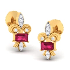 18K Gold Earring and 0.12 carat Diamonds