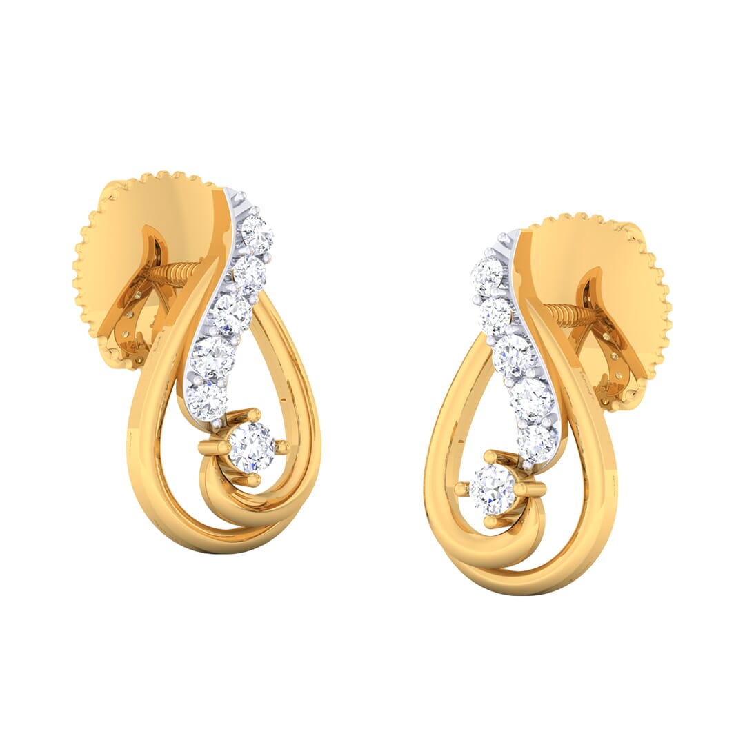 18K Gold Earring and 0.15 carat Diamonds