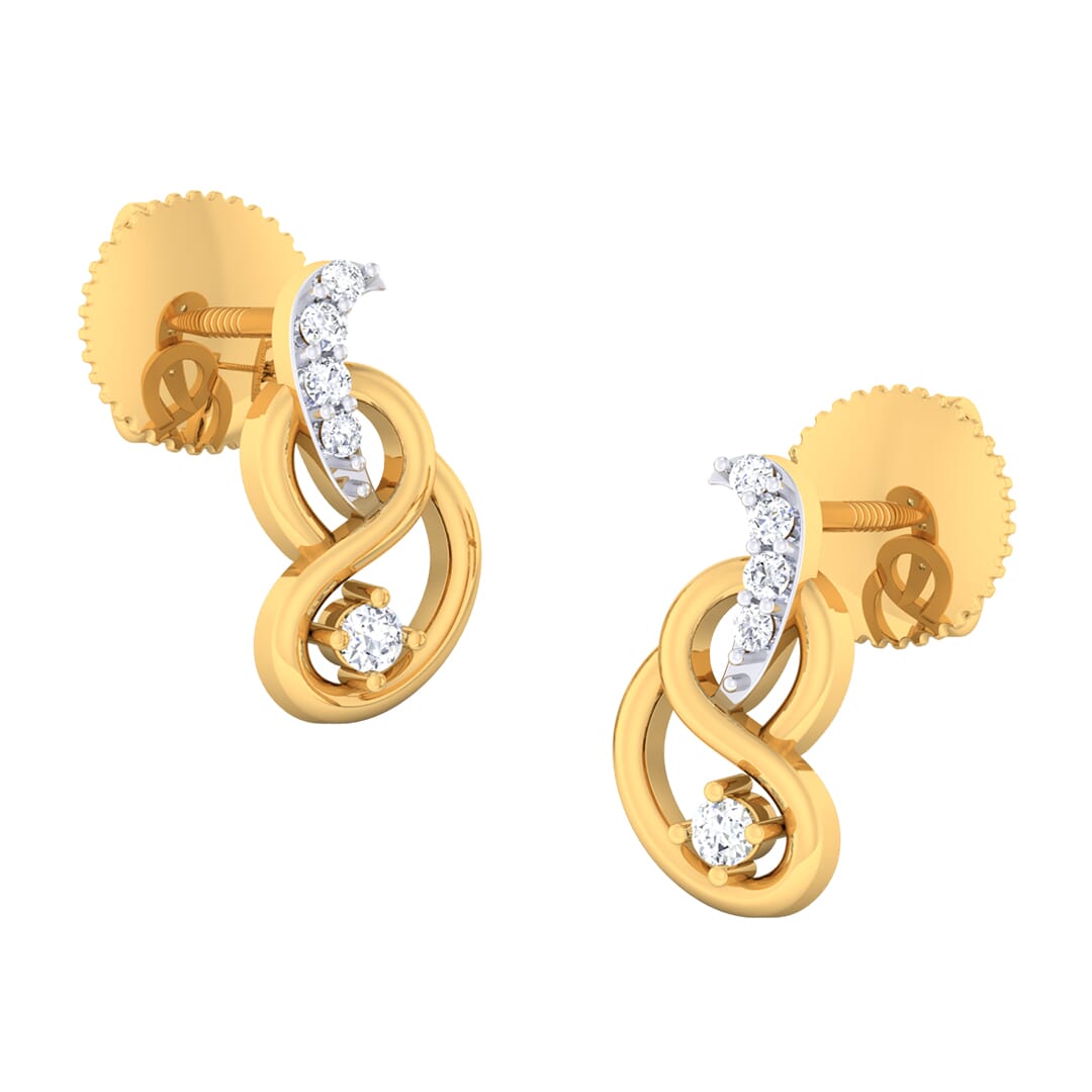 18K Gold Earring and 0.14 carat Diamonds