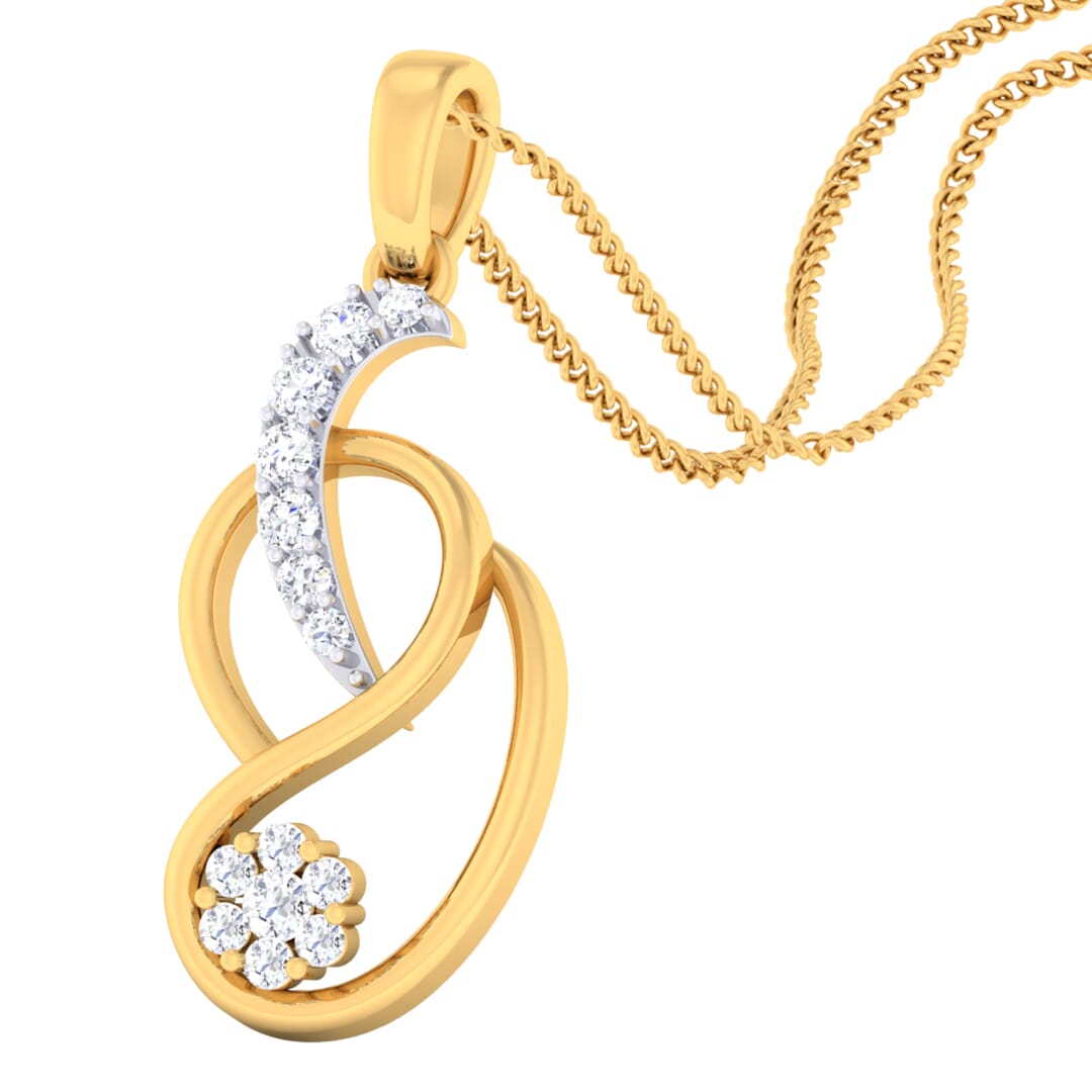 18K Gold Pendant and 0.18 carat Diamonds