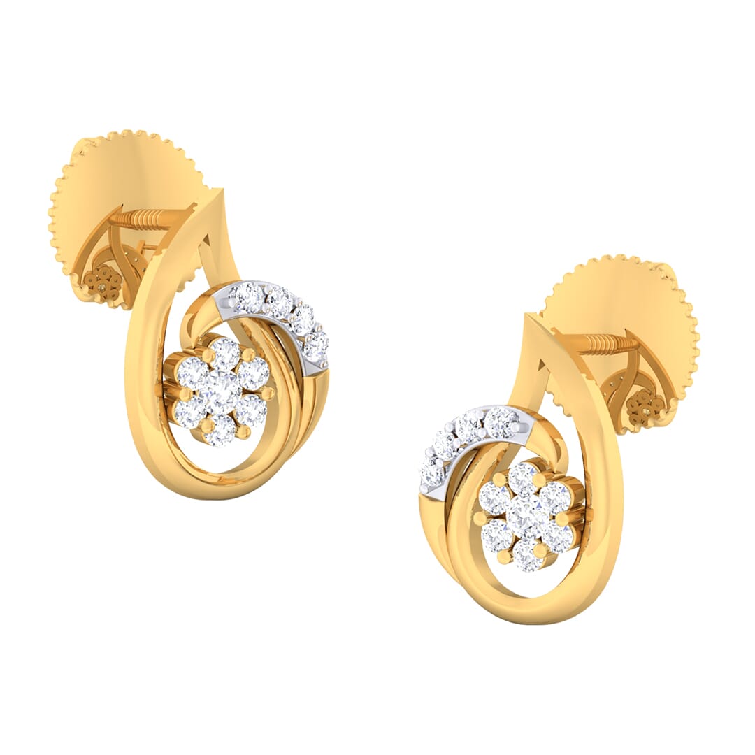 18K Gold Earring and 0.23 carat Diamonds