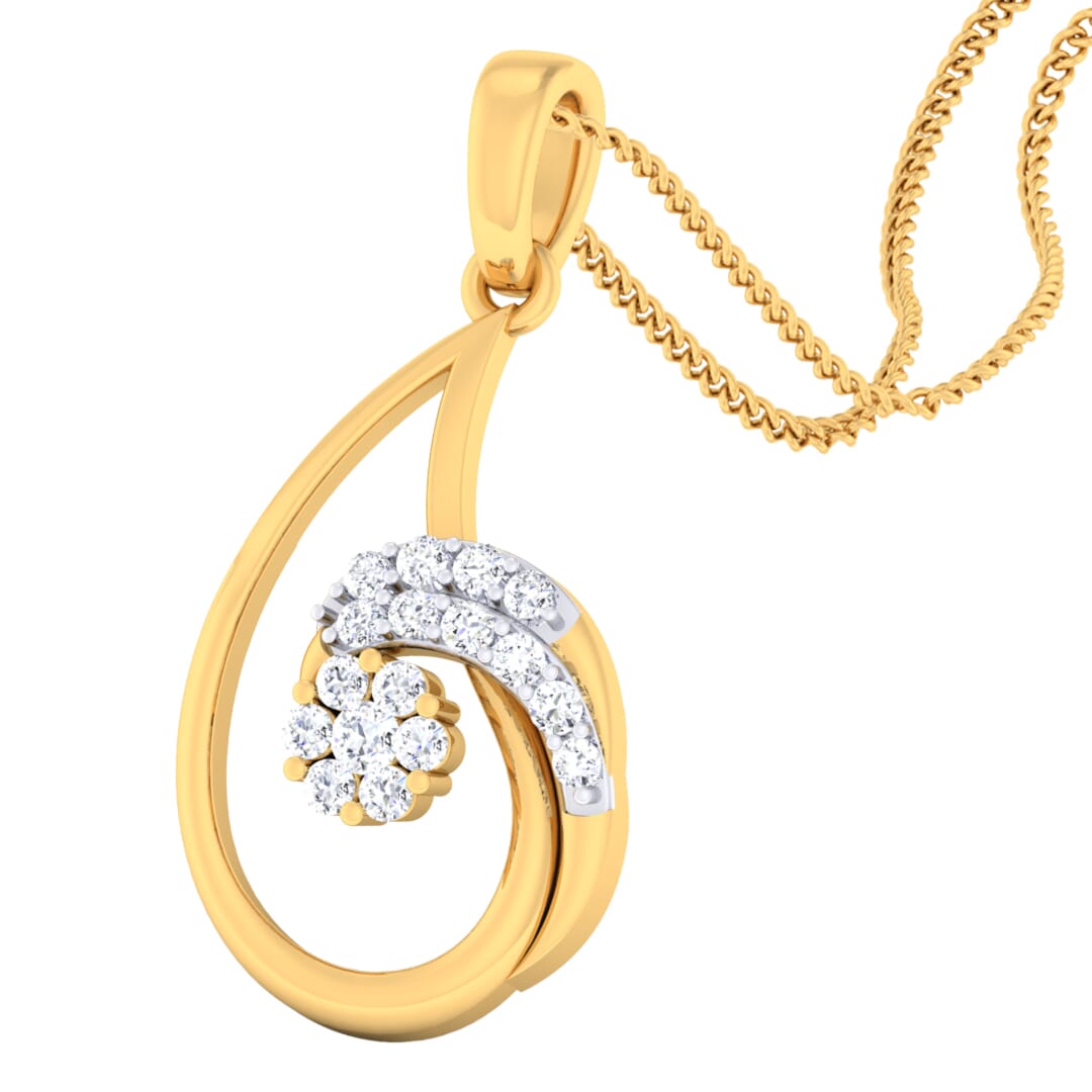 18K Gold Pendant and 0.19 carat Diamonds