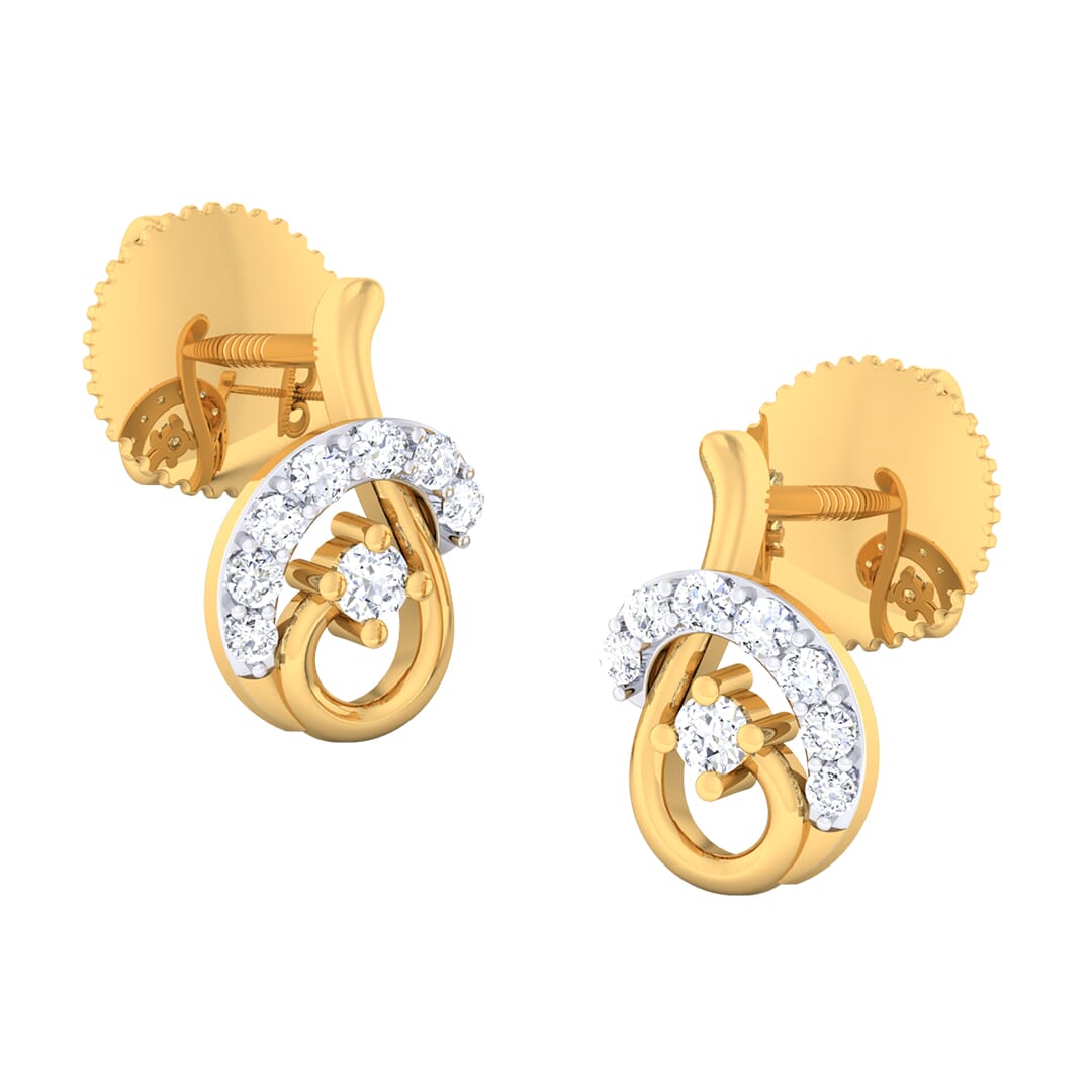 18K Gold Earring and 0.17 carat Diamonds